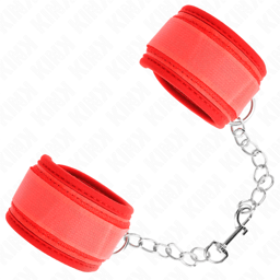 Kink Handgelenkfesseln in Rot mit 42 cm Gesamtlänge, Handgelenkfesseln der Kink BDSM-Serie im Karton