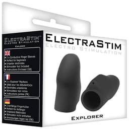 Verpackung der ElectraStim Explorer Elektro-Fingerhülsen aus Silikon