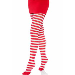 Leg Avenue gestreifte Strumpfhose von der Seite, Verlauf der Streifen im Detail