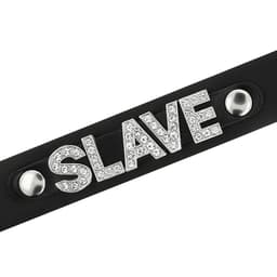 Coquette Chic Desire Sklaven-Choker aus veganem PU-Leder flach ausgelegt