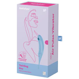 Satisfyer Twirling Pro Druckwellenvibrator aus medizinischem Silikon in der Hand gehalten im Größenvergleich