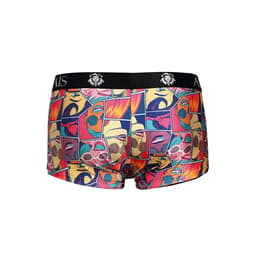 Anais Men Comics Boxershorts mit Comic-Print, Seitenansicht mit Fokus auf den Sitz am Körper