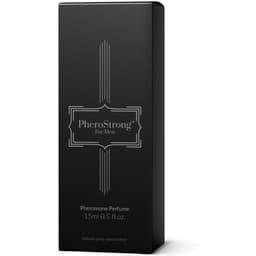 PheroStrong Pheromone for Men Pheromon-Parfum für Männer, Flakon in der Hand im Größenvergleich