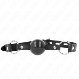 Kink Ballknebel in Schwarz, Gesamtansicht mit Kugel und Gurt