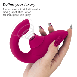Womanizer Blend Rabbit-Vibrator mit Pleasure Air, in der Farbvariante Rosé, Gesamtansicht von vorn