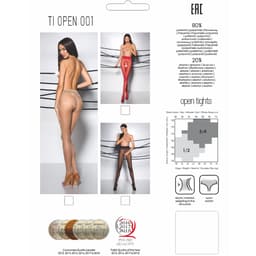 Passion Tiopen 001 Ouvert-Strumpfhose, seitliche Ansicht am Modell in ganzer Länge