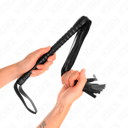 Kink Peitsche mit schwarzem Strukturgriff, Gesamtansicht mit 48,5 cm Länge