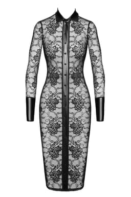 Noir Handmade F376 Noirelle Spitzenkleid in Schwarz, Detailansicht der Nähte und Verarbeitung