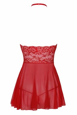 Kissable Negligee in Rot am Model getragen, seitliche Ansicht im Ganzen