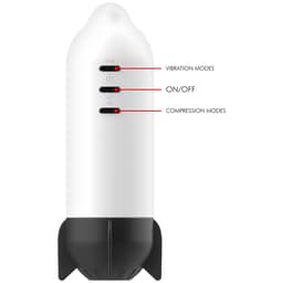 Jamyjob Rocket Masturbator liegend neben dem beiliegenden USB-Kabel