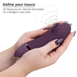 Womanizer Next Klitorisstimulator mit 3D Pleasure Air in Dunkellila, Silikonöffnung des Stimulationskopfs in der Nahaufnahme