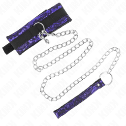 KINK Samtspitzen-Halsband mit Leine, Nahaufnahme des Verschlusses und der Metalldetails