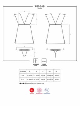 Verpackung des Obsessive 857-BAB-1 Babydolls, Studioaufnahme in neutralem Hintergrund