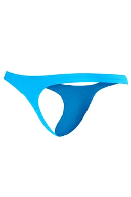 Cut4Men Brazilian Thong String in Blau, am Körper getragen zur Veranschaulichung der Passform