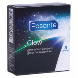 Pasante Glow im Dunkeln leuchtende Kondome, Packung mit 3 Stück in der Gesamtansicht
