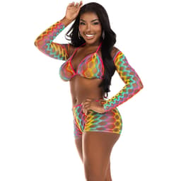 Leg Avenue Bolero in Regenbogenfarben aus dem Set, Detailaufnahme