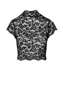Noir Handmade Top, Nahaufnahme des hohen Kragens