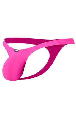 Cut4Men Bulge String Plus in Pink, Detailansicht des gummierten Logos am Bund