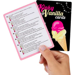 Secretplay Kinky or Vanilla, Detailansicht der Fragekarten vor neutralem Hintergrund