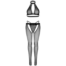 Leg Avenue dreiteiliges Netz-Set von hinten am Model, Rückenansicht