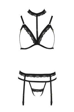 Passion Devil Collection Dessous-Set in Schwarz, Gesamtansicht von vorne