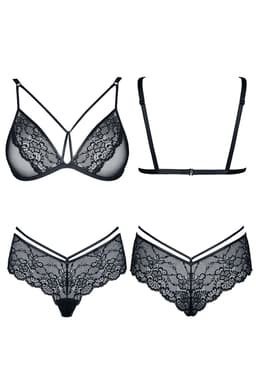 Demoniq Grace Dessous-Set in schwarz, Ansicht von hinten in voller Länge