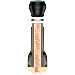 Kiiroo Feel Stroker Mouth im Größenvergleich in der Hand, 23,5 cm hoch