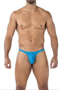Cut4Men Brazilian Thong String in Blau, Gesamtansicht von vorne auf weißem Hintergrund