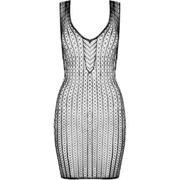 Passion BS097 Minikleid aus Netz mit Spitzendetails flach liegend, komplette Schnittform erkennbar