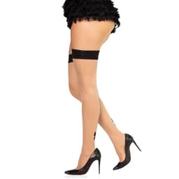Leg Avenue Strumpfhose, Schnürdetail am Bein in der Nahaufnahme