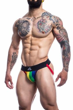 Cut4Men Jockstrap mit Streifen-Design in Bunt, Gesamtansicht von vorne