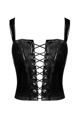 Noir Handmade Dominae Corset Top kombiniert mit passenden Lack-Leggings