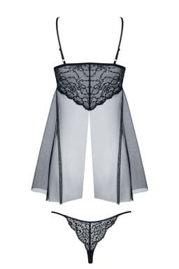 Demoniq Clotilde Babydoll in schwarz, Detailansicht des Verschlusses