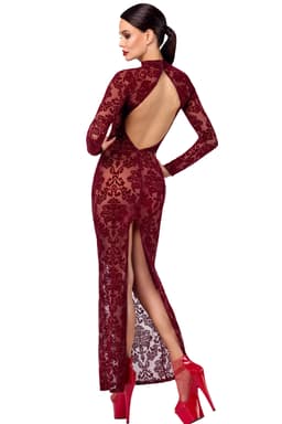Noir Handmade Kink Royal Flockkleid, Detailansicht des Hakenverschlusses am Kragen