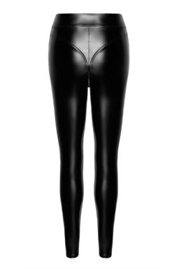 Noir Handmade Wetlook-Leggings in Schwarz, Detailaufnahme des glatten Wetlook-Materials