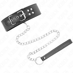 Kink Basismodell 0 Halsband mit Leine flach ausgelegt, gesamte Länge sichtbar