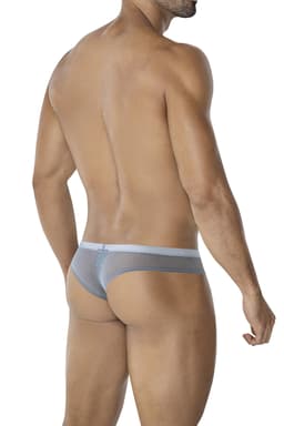 Cut4Men Hybrid Cheeky Brief Netz Boxershorts in Grau, Ansicht von der Seite mit Detail auf Material und Logo