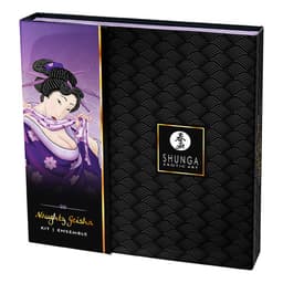 Shunga Naughty Geisha Kit, alle Komponenten nebeneinander in Studioqualität fotografiert