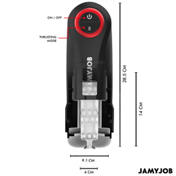 Jamyjob automatischer Masturbator Gravity Schwarz im Größenvergleich zur besseren Einschätzung der Maße