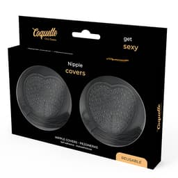 Coquette Chic Desire selbstklebende Nippelabdeckungen in Schwarz, seitliche Ansicht der flachen Bauform