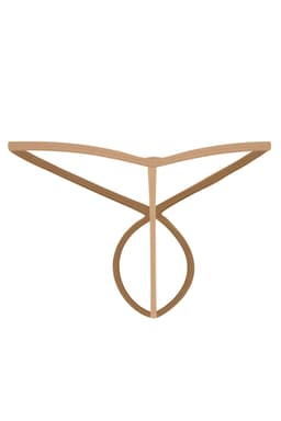 Cut4Men Ouvert-String mit Kreuzdesign in Sandgold, seitliche Ansicht im Ganzen