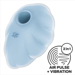 Satisfyer Cloud Dancer Air-Pulse-Vibrator in Blau, vollständige Ansicht von vorn