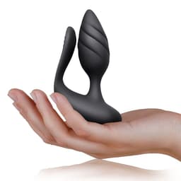 Rocks-Off Cocktail Paarvibrator von der Seite, schlanker Hals des Dilators im Detail