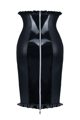 Demoniq Anja Rock in schwarz, Nahaufnahme des Materials PVC: 100 % Polyester; Wetlook: 95 % Polyester