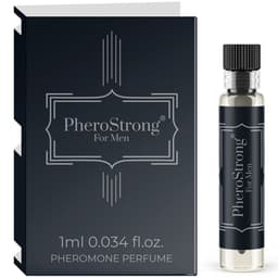 PheroStrong Pheromone for Men Pheromon-Parfum für Männer, Etikett mit Duftbezeichnung in Nahaufnahme
