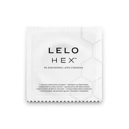 Lelo Hex Kondomverpackung im Schwarz-Weiß-Design als Produktbild von vorne