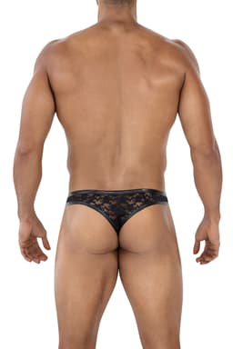Cut4Men String aus Spitze mit Hebefunktion in Schwarz, Nahaufnahme des weichen Materials