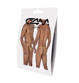 Cut4Men Low-Rise-String mit Bulge-Effekt in Sandgold, am Körper getragen fotografiert