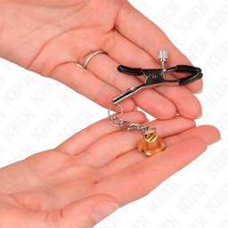 Kink – silberfarbene Nippelklemmen mit Glockenanhänger, 6 cm – Gold, Ansicht 8