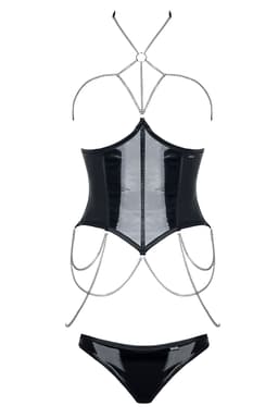 Demoniq Nikoletta Corsage in schwarz, Rückansicht mit Verschlussdetail